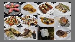 Muntatge que mostra tots els plats servits a l'àpat