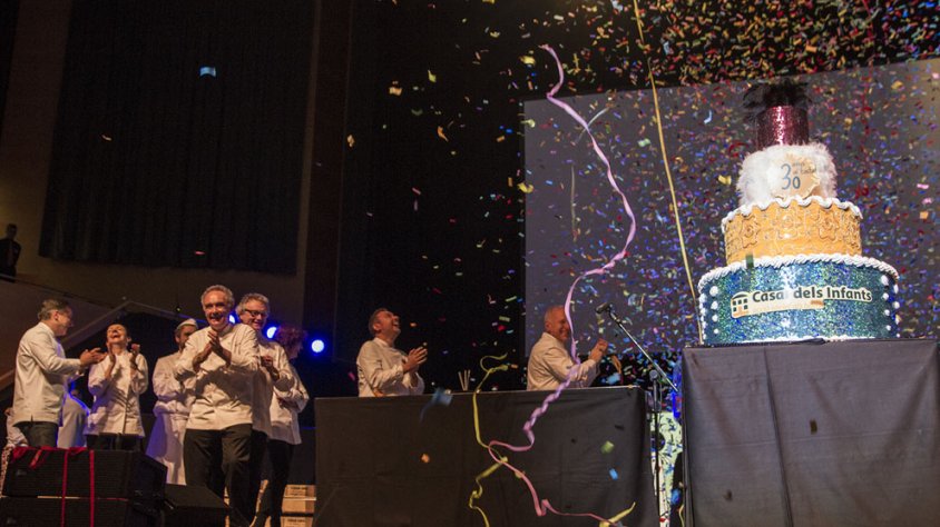 Una imatge del final de festa de l’espectacle, aquest vespre a L’Auditori