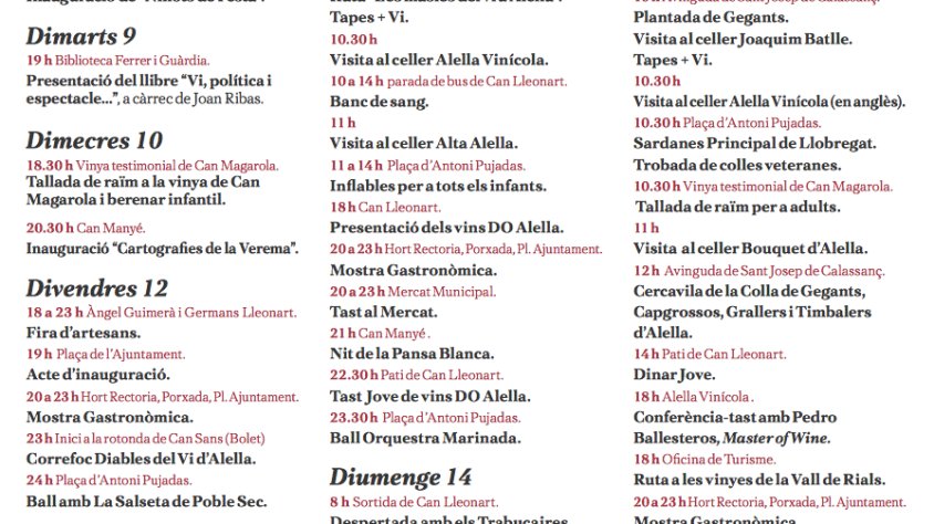 Programa de la 40a Festa de la Verema