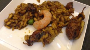 Arròs de sipionets, carxofes, pèsols i gamba de Palamós (Nandu Jubany - Can Jubany)