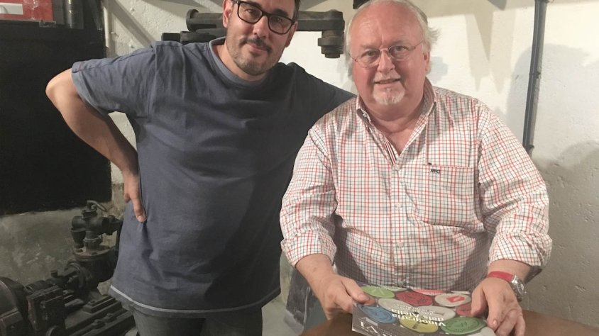 Manel Pujol, propietari del Celler Jordana, amb Jean-Louis Neichel