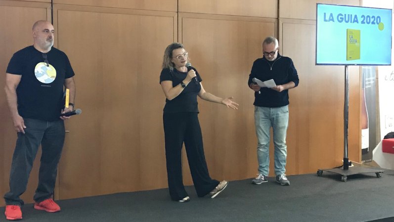 Alcover, Naranjo i Faixedas, durant la presentació de l'acte