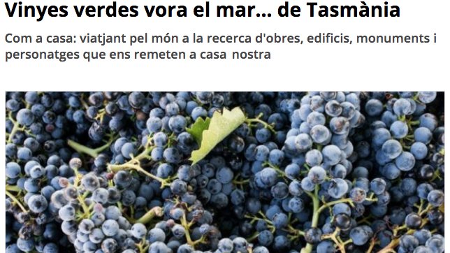 Vinyes verdes vora el mar… de Tasmània