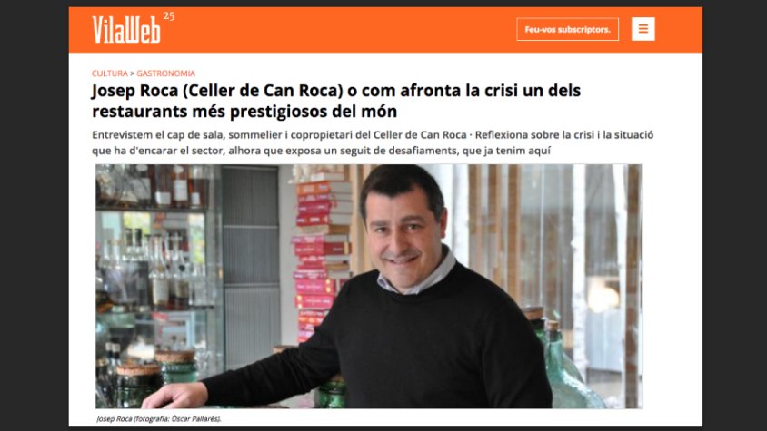 Llegiu l'entrevista amb Josep Roca que publica avui Vilaweb