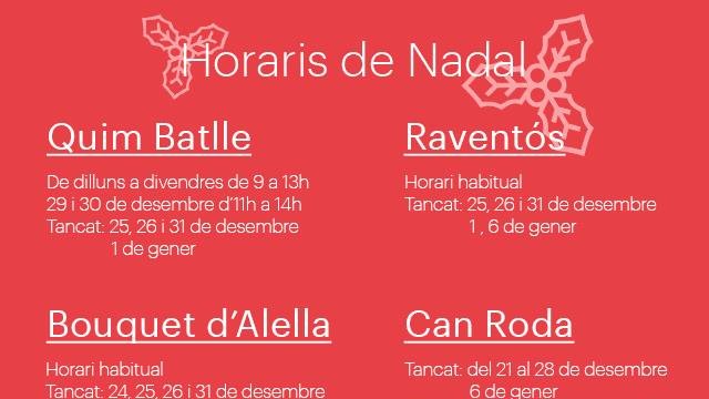 Horaris de Nadal dels cellers de la Ruta del Vi DO Alella