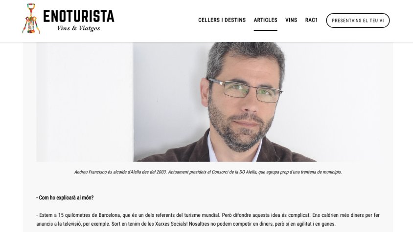 Andreu Francisco: "La revista Papers de Vi ens ha ajudat molt a creure en el projecte de la DO Alella"