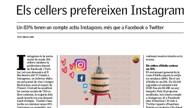 Els cellers prefereixen Instagram