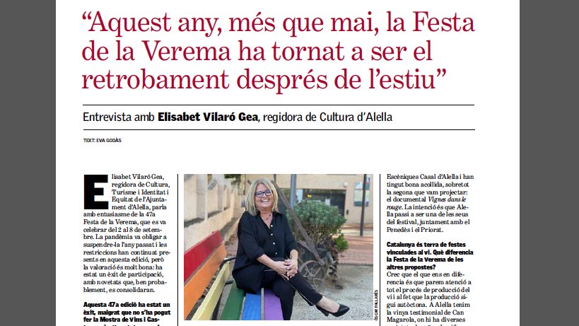 Entrevista amb Elisabet Vilaró, regidora de Cultura i Festes de l'Ajuntament d'Alella
