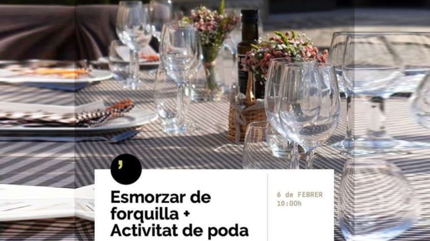 Esmorzar de forquilla i activitat de poda, al celler Bouquet d'Alella