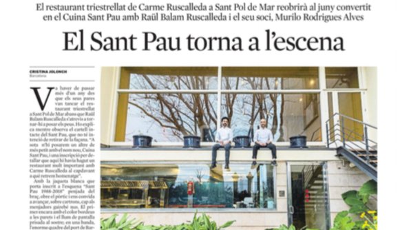 El restaurant Sant Pau reobrirà les seves portes a Sant Pol al mes de juny