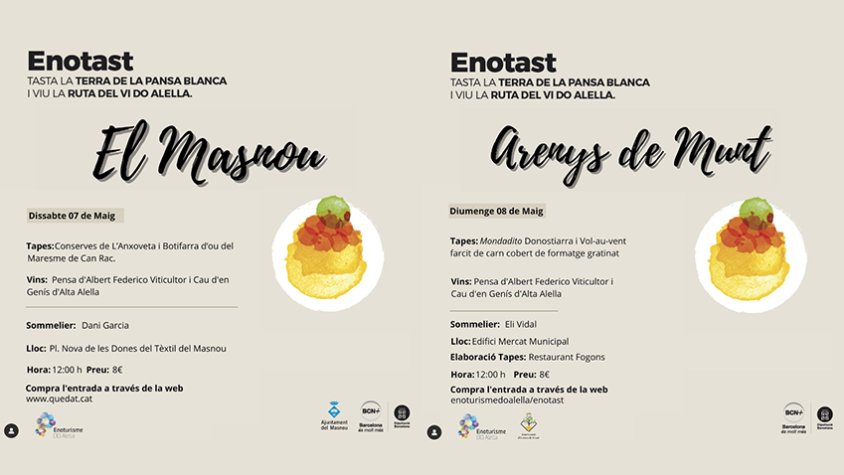 Aquest cap de setmana, Enotasts al Masnou i a Arenys de Munt