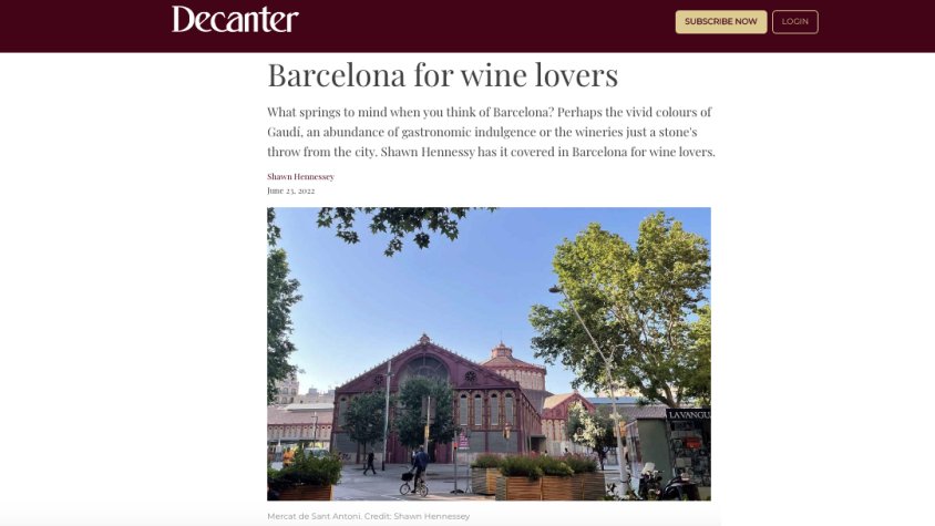 La versió digital de Decanter parla d'Alella Vinícola i Alta Alella