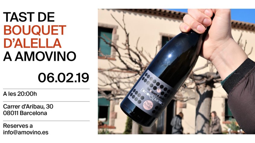 Aquest vespre, tast de vins Bouquet d'Alella a AmoVino