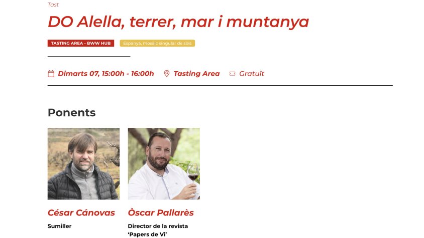 Avui dimarts a les 15h la DO Alella es presenta a la Barcelona Wine Week