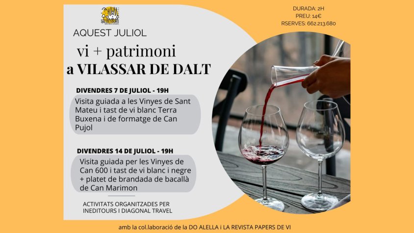 Ineditours proposa dues activitats per conèixer el patrimoni vinícola i gastronòmic de Vilassar de Dalt