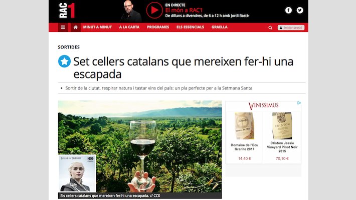 Rac1 recomana una visita al celler Alta Alella