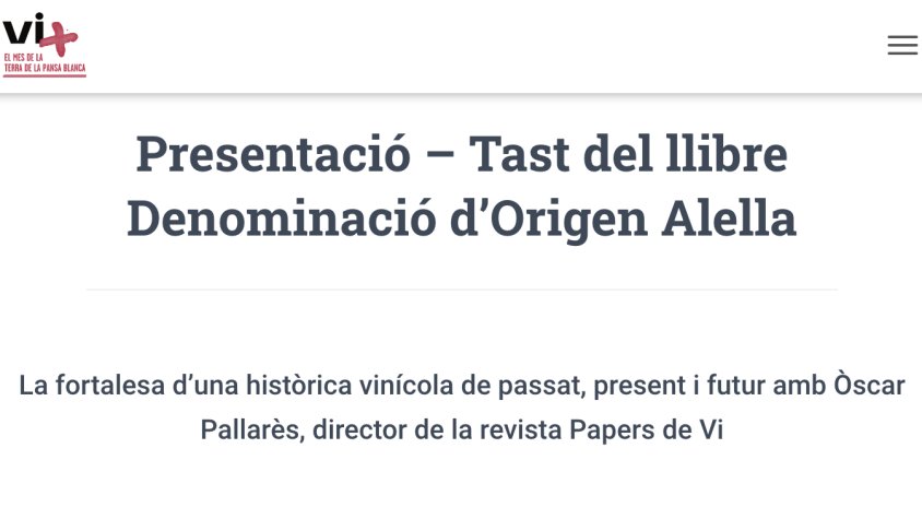 Vallmora acollirà una nova presentació del llibre de la DO Alella