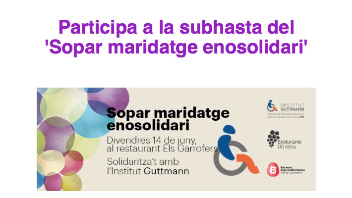 Participa a la subhasta del 'Sopar maridatge enosolidari'