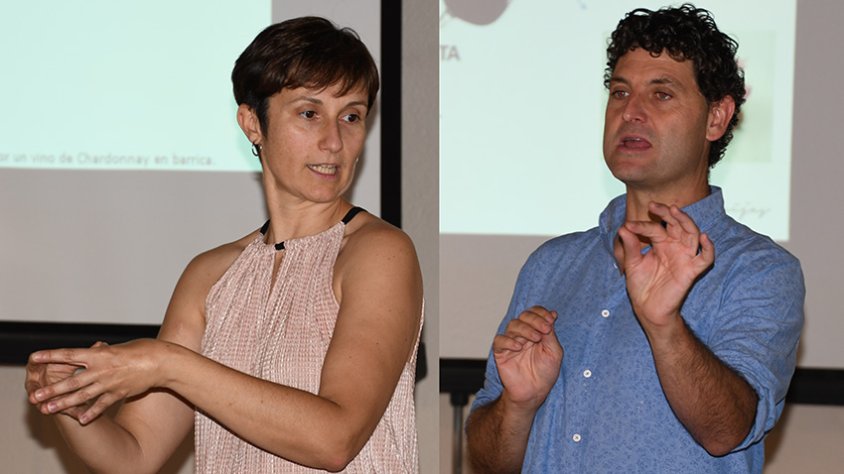 Sílvia Culell i David Seijas, durant les seves intervencions